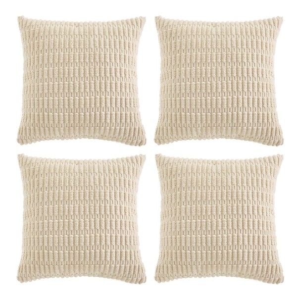 Fancy Homi 4 Packs Boho Cream Decorative Throw Pillow Covers
