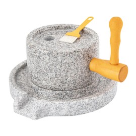 Small Stone Grain Mill Grinder with Hand Crank, Natural Granite Stone Milled, Round Carving Process, Suitable for Grinding Wheat, Soybeans, Coffee, Mung Beans, Corn, etc.(11.8'' W*4.7'' H)