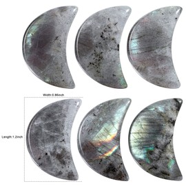 Nupuyai 4pcs Moon Shape Labradorite Crystal Palm Pocket Worry Stone Set, Polished Reiki Stone for Chakra Healing Jewellery Making Home Decor