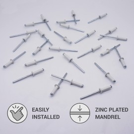 (Pack of 80 pcs) Painted Blind Rivets 4.0 x 14 mm, Dome Head, DIN 7337, Aluminum Rivet and Steel Mandrel, Pop Rivets (80, Grey White RAL 9002)