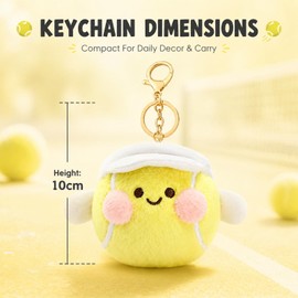 Tapufitil Tennis Plush Keychain, 10cm Cute Sports Charm For Bags & Backpacks, Stylish Tennis Accessory