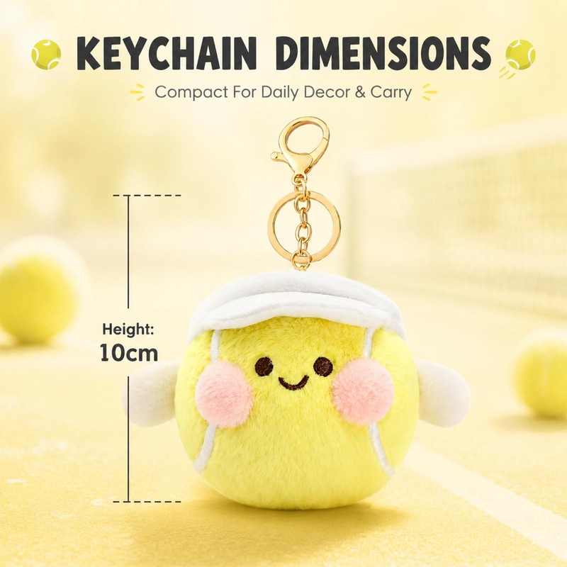 Tapufitil Tennis Plush Keychain, 10cm Cute Sports Charm For Bags