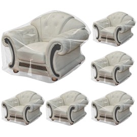 Remagr 6 Pcs Plastic Chair Covers Plastic Furniture Cover Indoor Outdoor Waterproof Clear Armchair Cover Dust Proof Armchair Cover for Moving(76 x 46 Inch)