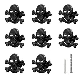 FKLOYP 8PC Skull Skeleton Cabinets Knobs, Gothic Drawer Knobs Cool Skull Bookcases Dresser Pulls Vintage Cabinet Pulls Used for Kitchen Cupboard Bathroom Wardrobe Hardware Furniture (Black)