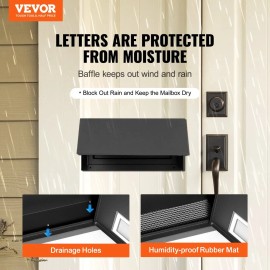 Heavy Duty Steel Through the Door Mailbox 12\" Combination Lock Black Key Drop Box with Wall Organizercolor: black Color