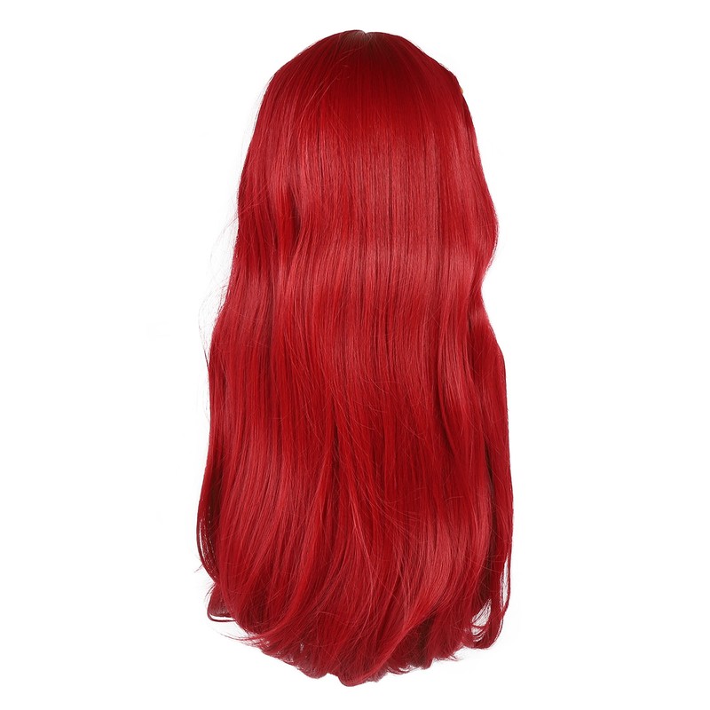 Red Long Straight Wigs with Bang Synthetic Heat Resistant Breathable