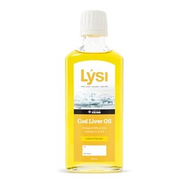 LYSI LSI, Omega 3 en Aceite de Bacalao, Contiene Vitaminas A, D3 y E, Sabor limn, Para toda la familia, Sin gluten y azcar, 240 ml.                   
