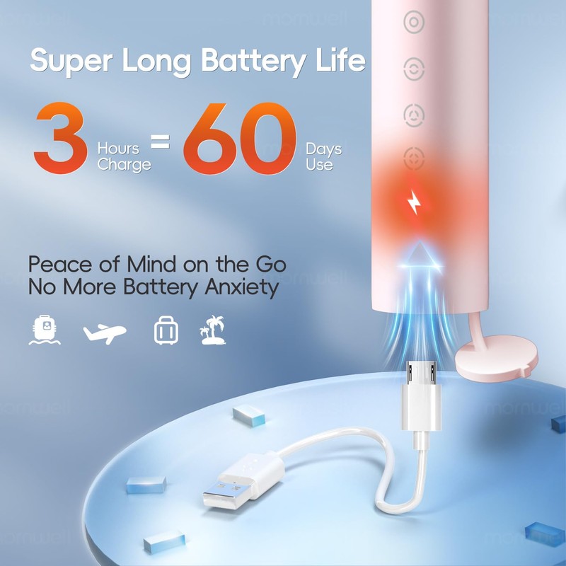 Queenwill Electric Toothbrush, High Vibration Sonic Electronic Toothbrush for Adults