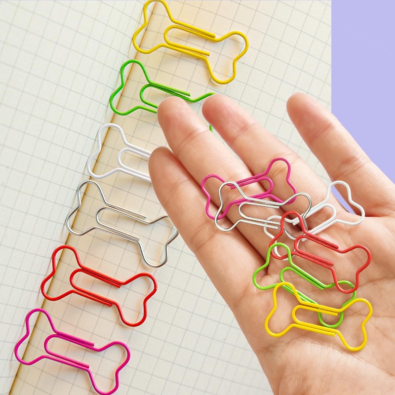 5WYOUKE Bone Shape 50 Pcs Paper Clip Zem Clip Cute