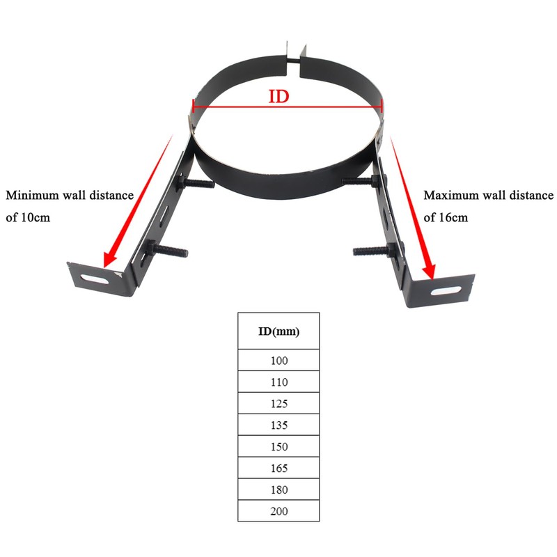 Chimney Wall Support Bracket Pellet Stove Pipe Strap Adjustable Wood