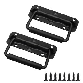 JaBoaRe Black Handle Flight Case Handle,Black Wooden Box Circular Handle, Industrial Equipment Box Handle with Screws (110mm/4.33")