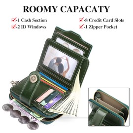 SENDEFN Purses for Women Genuine Leather Small Bifold Compact Womens Wallet with RFID Protection