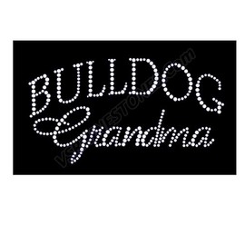 Bulldog Grandma Rhinestone Iron on Hotfix Transfer Bling - Ready to Press, Great for clothing, tote bags and much more!