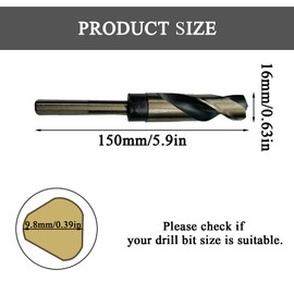 YOUTHLOXUS HSS Cobalt Drill Bit, 16mm Drill Bit - Reduced Shank Drill Bits For Aluminium, Steel, Wood, Plastic, Non-Ferrous Etc