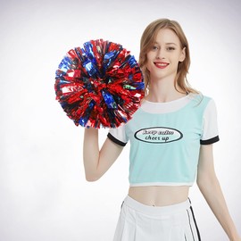 siawadeky Cheer Pom Poms, Set of 10, Hands-free Cheer Pom Poms, Gymnastics Flower Balls, Cheer Pom Poms, Cheering Goods, Includes Handles, Cheer Girls, Sports Festivals, Dance, Cheering Supplies, Diameter 12.6 inches (32 cm)