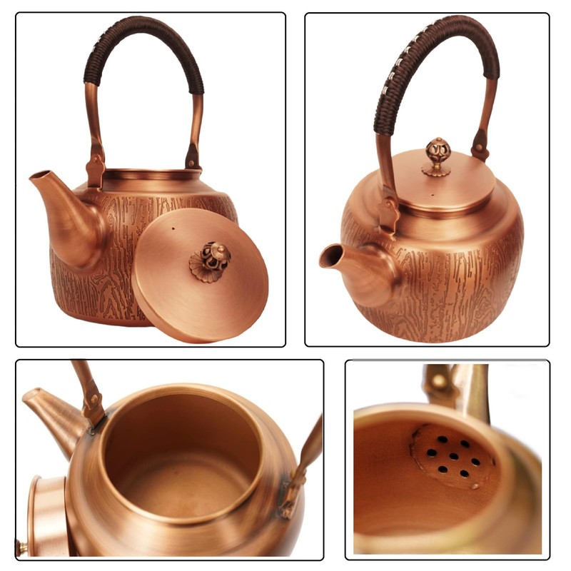 Kkekos Handmade Copper Kettle Copper Teapot for Stovetop 2000ml (Type1)