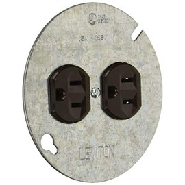 Leviton Duplex Receptacle, Commercial Specification Grade, Mounted to 4" Cover, 15 Amp, 125 Volt, Side Wire, NEMA 5-15R, 2-Pole, 3-Wire, 5042, Black