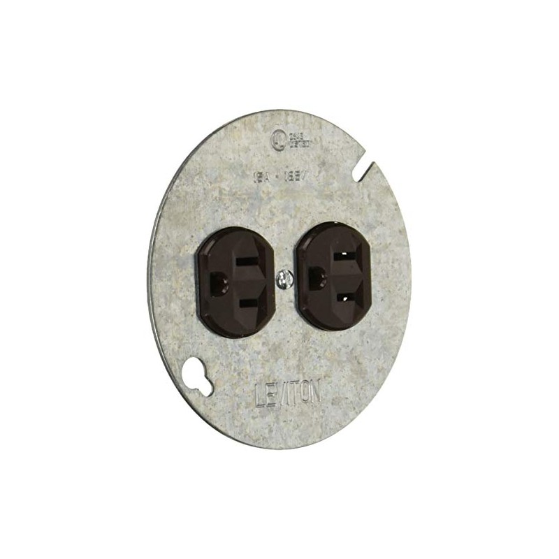 Leviton Duplex Receptacle, Commercial Specification Grade, Mounted to 4" Cover,