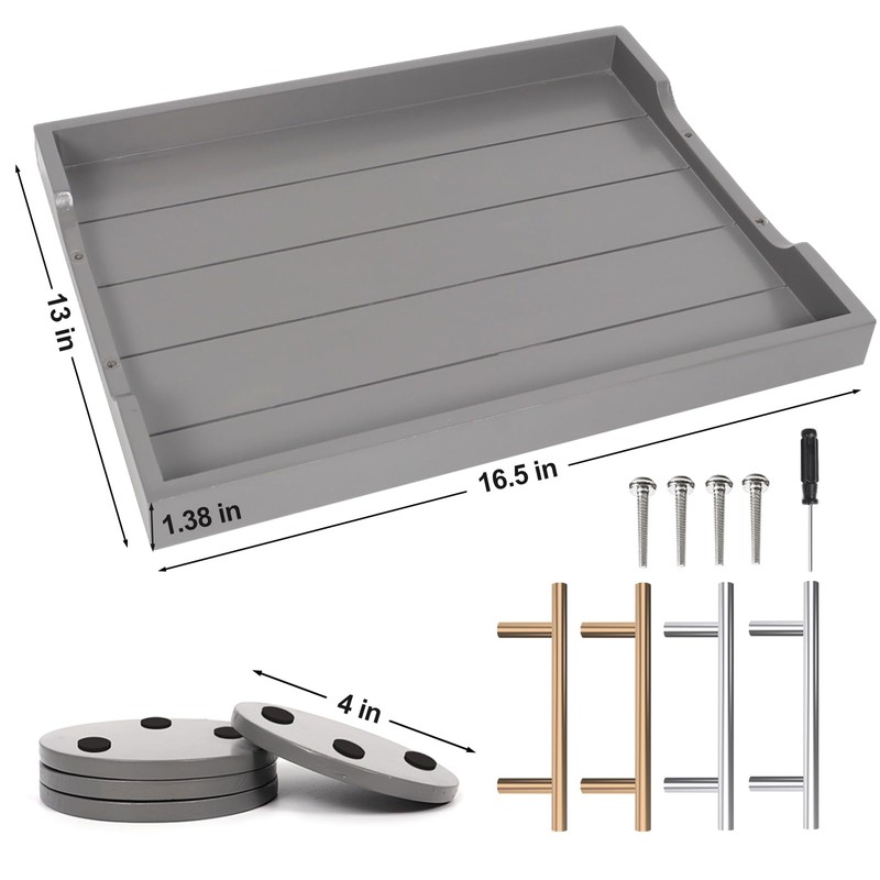 SXNOWS Wood Serving Tray with 2 Sets of Handles,Large Ottoman