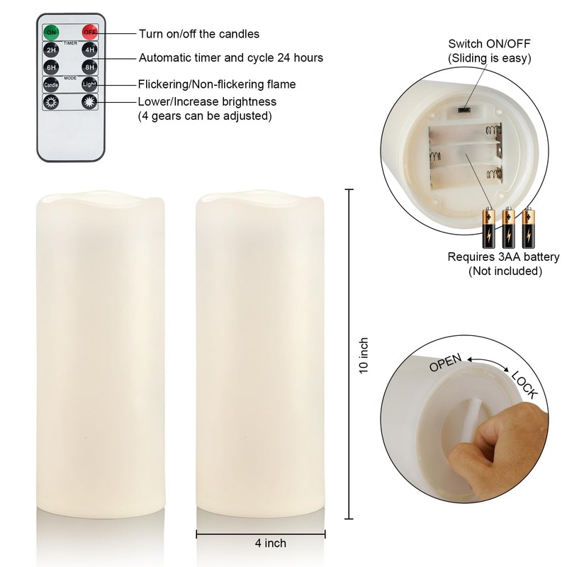 Amagic 2 Pack 10" x 4" Outdoor Plastic Electric flameless