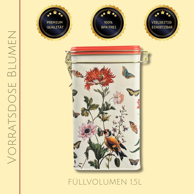 Maria Sibylla Merian Coffee Canister, Tea Canister -Fridolin Edition, Embossed
