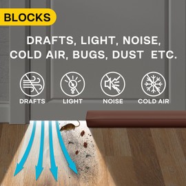 Door Draft Stopper, 30'' to 36'' Under Door Gap Filler Draft Blocker, Windproof Coated Door Bottom Double Side Seal, Easy Install to Stop Cold Air, Noise Sound, Light, Wind, Dust - Brown