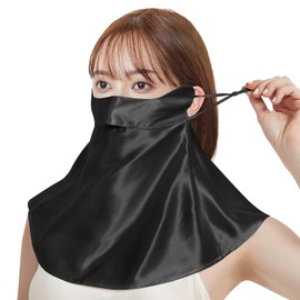 Utukky Face Cover, 100% Silk, Suitable for Sensitive Skin, UV Protection, Cold Sensation, Sun Protection Mask, Sun Protection Mask, Neck Moisturizing, Breathable, Non-Stiffly, Ear-hook, Outdoor