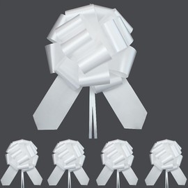 6 PCS Pull Bows,6 inches Bow for Gift Wrapping, Gift Baskets, Christmas, Wedding, and Party Deco (White)