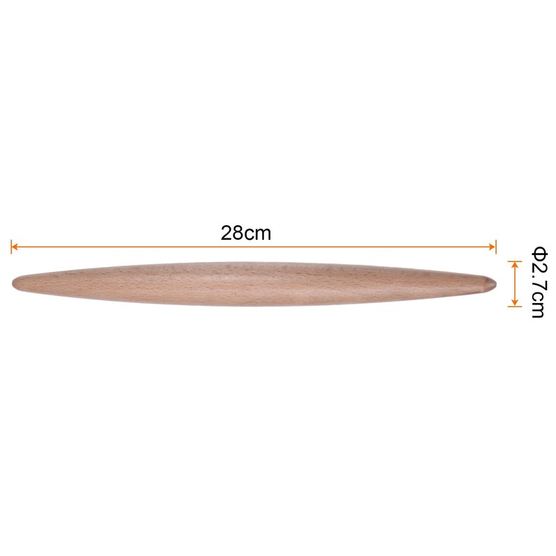 HARFINGTON Rolling Pin 11" x 1.1" Pointed Smooth Non-Stick Beech