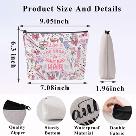 PLITI Hairdresser Gifts Hair Stylist Makeup Bag Life Is Too Short To Have Bad Hair Funny Hairdressing Gift Hair Barber Gift (short bad hair bag)
