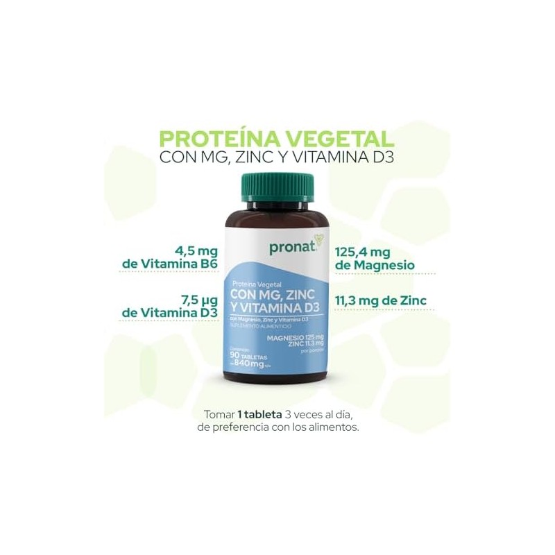 Pronat Magnesio Zinc con proteína vegetal - 90 tabletas