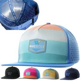 WAVESETTER - Premium Trucker Hats for Men/Women | Boys/Girls Snapback Caps | Lightweight, Breathable | Flat Brim (US, Alpha, Medium, Large, Sea Breeze)