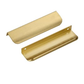 Ndjiloik Pack of 10 Hidden Door Handles, Cabinet Handles, Furniture Handles, Aluminium Alloy for Wardrobe, Door, Drawers, Gold, Total Length 150 mm