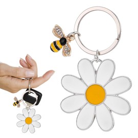 Daisy Bee Keychain, Cute Keychain for Women, Animal Keychain, Flower Keychain, Cute Bee Pendant, Key Ring Decoration, Gift Idea for Bag Accessories, Colourful