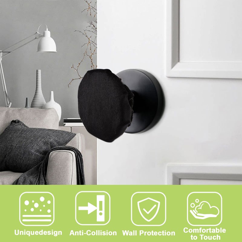 UFURMATE Door Handle Covers, 2Pcs Black Decorative Round Door Knob