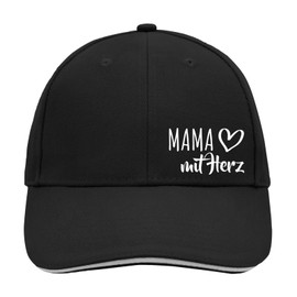 HUURAA Cappy Hat Mum with Heart Unisex Cap with Motif for the Greatest People Gift Idea for Friends and Family, Black/Light Grey