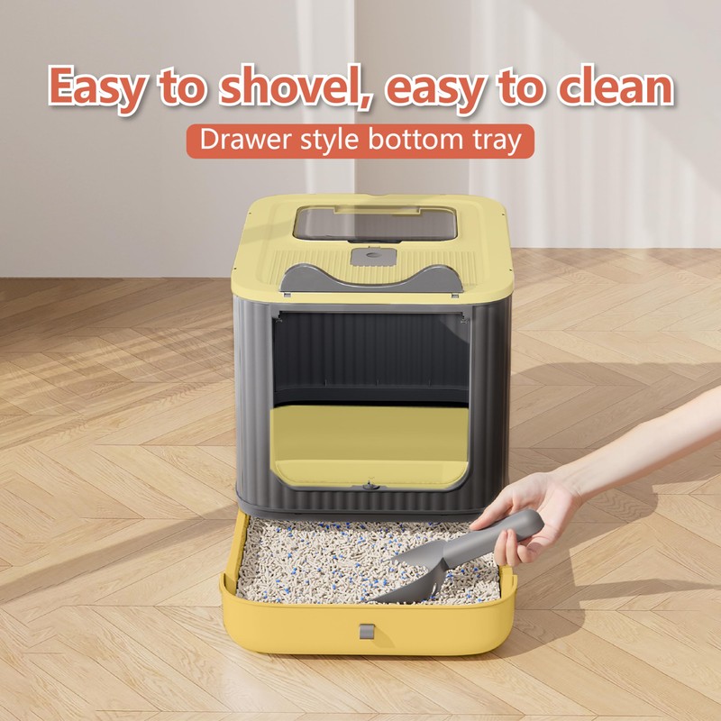 LCZLBRRD Upgraded Fully Enclosed Cat Litter Box with Lid, Covered