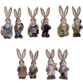 Simulation Straw Rabbit Bunny Easter Decorations Cute Holiday Decor Supplies for Table Bedside