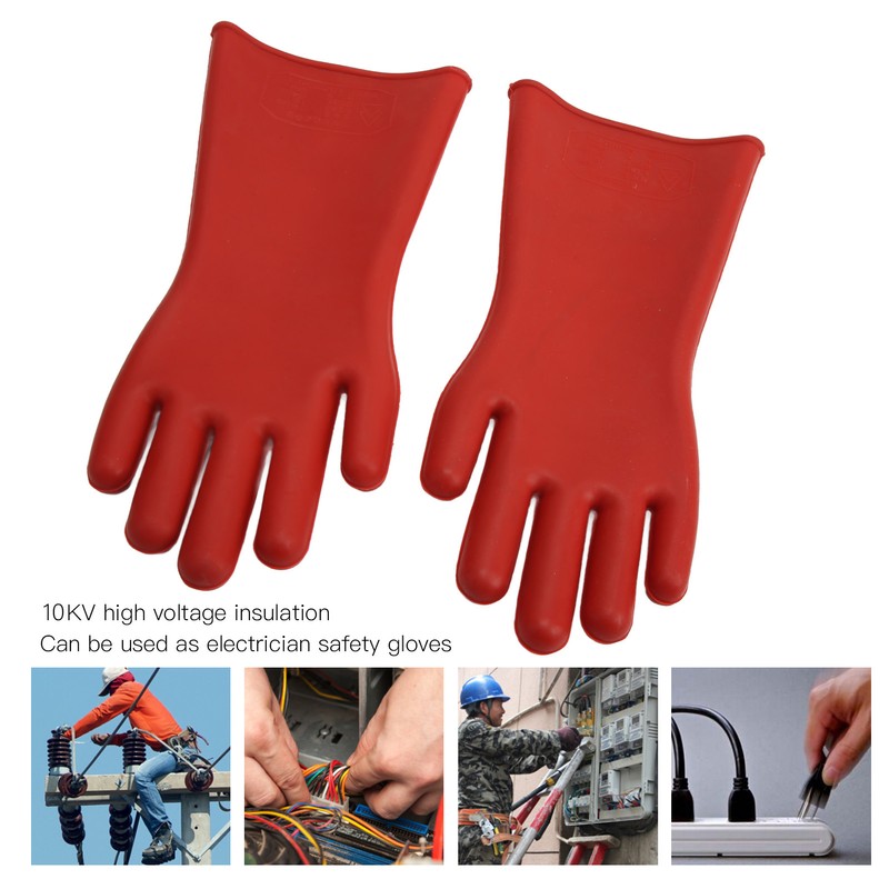 Pair of Electrical Insulated Gloves Natural Rubber Anti Electricity 10000V