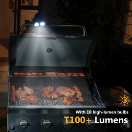 Gliburitaxion Grill Lights and Meat Thermometer, BBQ Light with10 LED Lights and an Aluminum Clip, Perfect for barbecues. Kitchen Food Thermometer, Instant Read Meat Thermometer