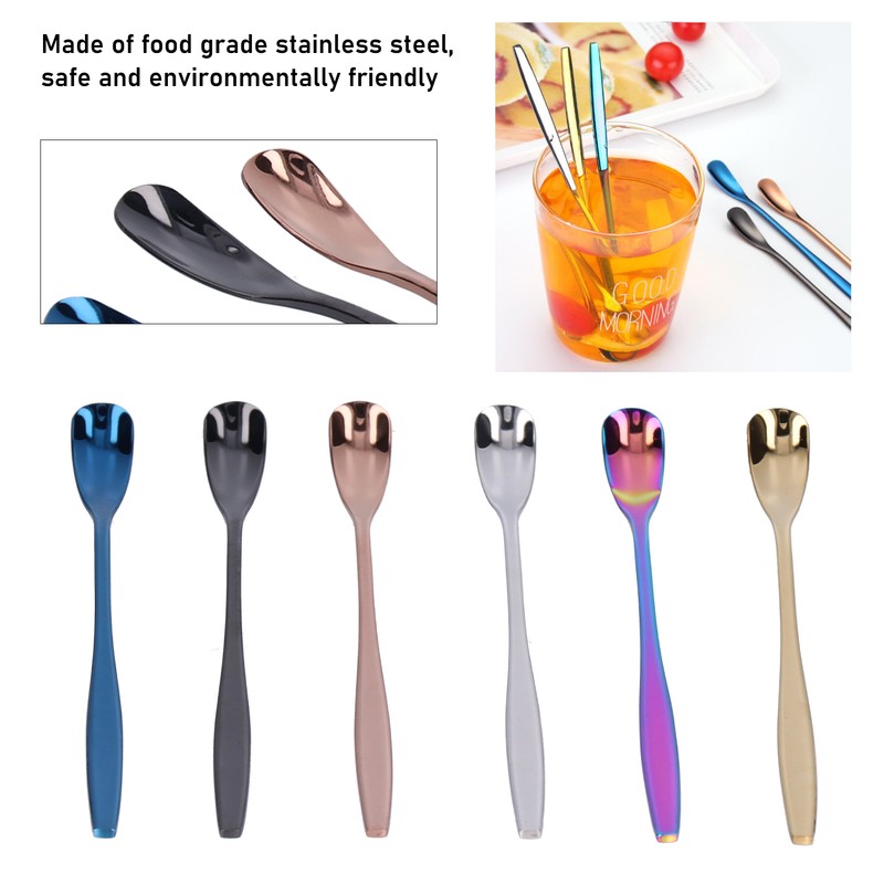 6PCS Coffee Spoon Stainless Steel Mixing Spoon Thickened Long Handle