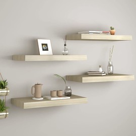 TREATLIFE HOME Stylish Floating Wall Shelves for Transforming Spaces, Invisible Mounting System, Home Decor, Oak Finish
