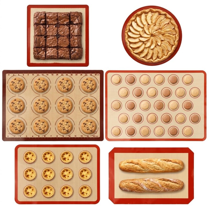 Non-Stick Silicone Baking Mat Set, Extra Thick Silicone Mats for