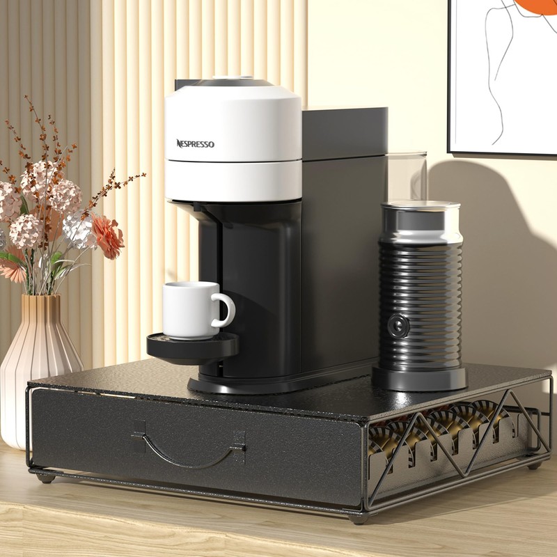 HFHOME Coffee Pod Drawer, 48 Vertuoline Coffee Pods Holder, Pods