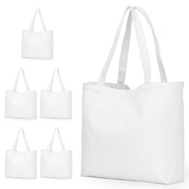 KOOLMOX 6PCS Canvas Totes Bags, White 17x14