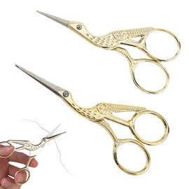 2 Pcs Embroidery Scissors Premium Small Sharp Crane Sewing Scissors Stainless Steel Scissor for Craft Needlework Sewing for Cross Stitch, Needlework, Crafts, Sewing & Artwork
