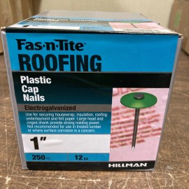 Hillman 1" Plastic Cap Nails Green Fas-n-Tite Hillman New 250 PC 12 GA 2pack New