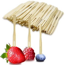 200-Pack Mini Wooden Fruit Forks – 3.46" Eco-Friendly Appetizers & Cocktail Picks, Disposable Bamboo Forks for Parties and Events