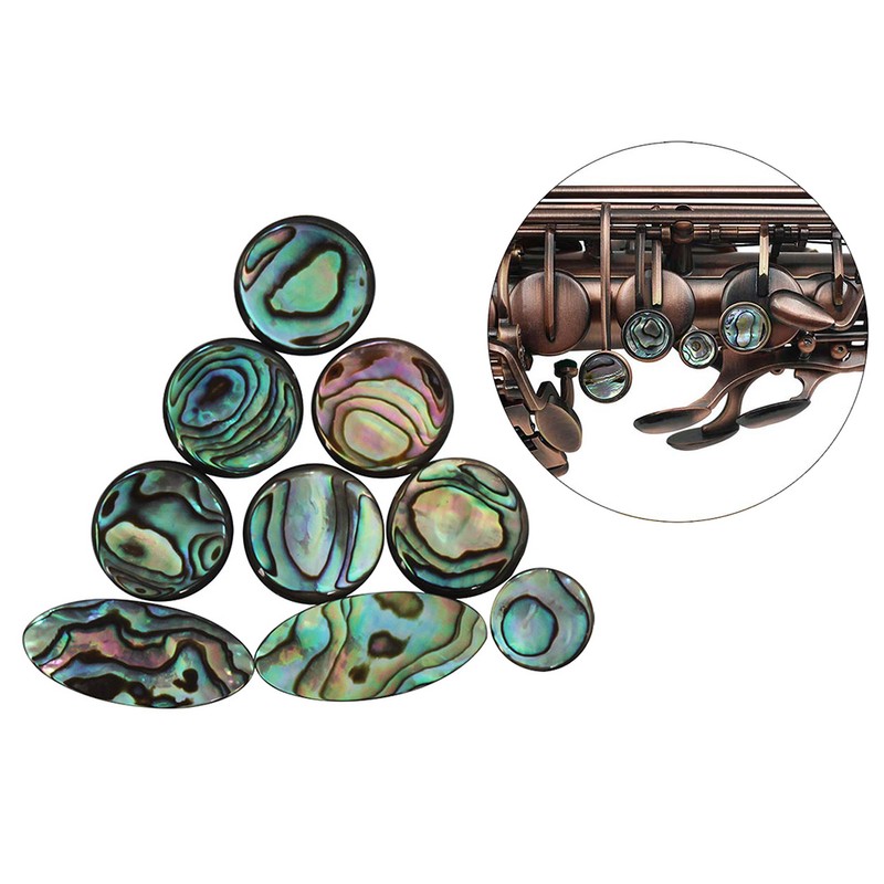 9pcs Colorful Abalone Shell Key Button Inlays for Tenor/ Alto/