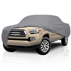 5 Layer Semi Custom Fit Truck Car Cover for Toyota Tacoma 2018 Double Cab Pickup 5.0 Feet Short Bed, All Weather Protection Breathable Dust Scratch, Dust, Snow Shield
